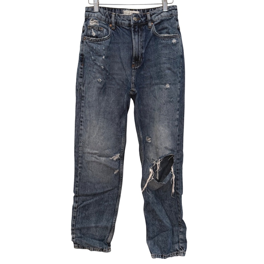 We The Free Free‎ People Distressed Boyfriend Jeans Blue High Rise 25 Straight